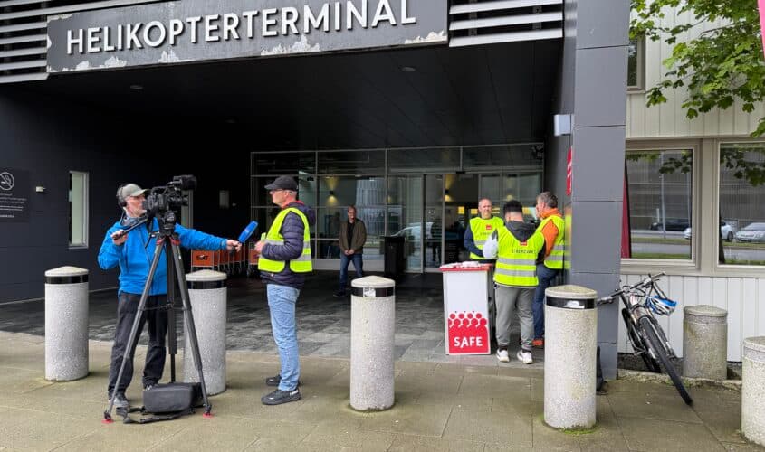 Streikende kollegaer i Brønnservice